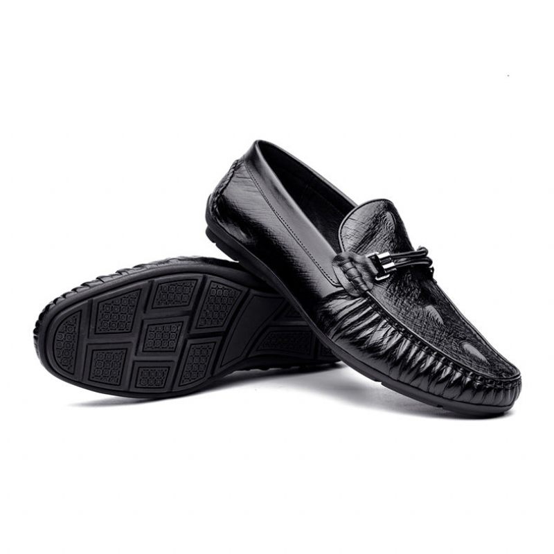 Herren-loafer Vintage-krokodilleder Exotische Brogue-loafer - Schwarz