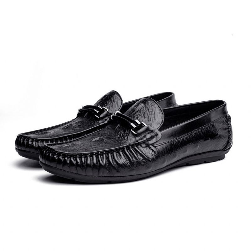 Herren-loafer Vintage-krokodilleder Exotische Brogue-loafer - Schwarz