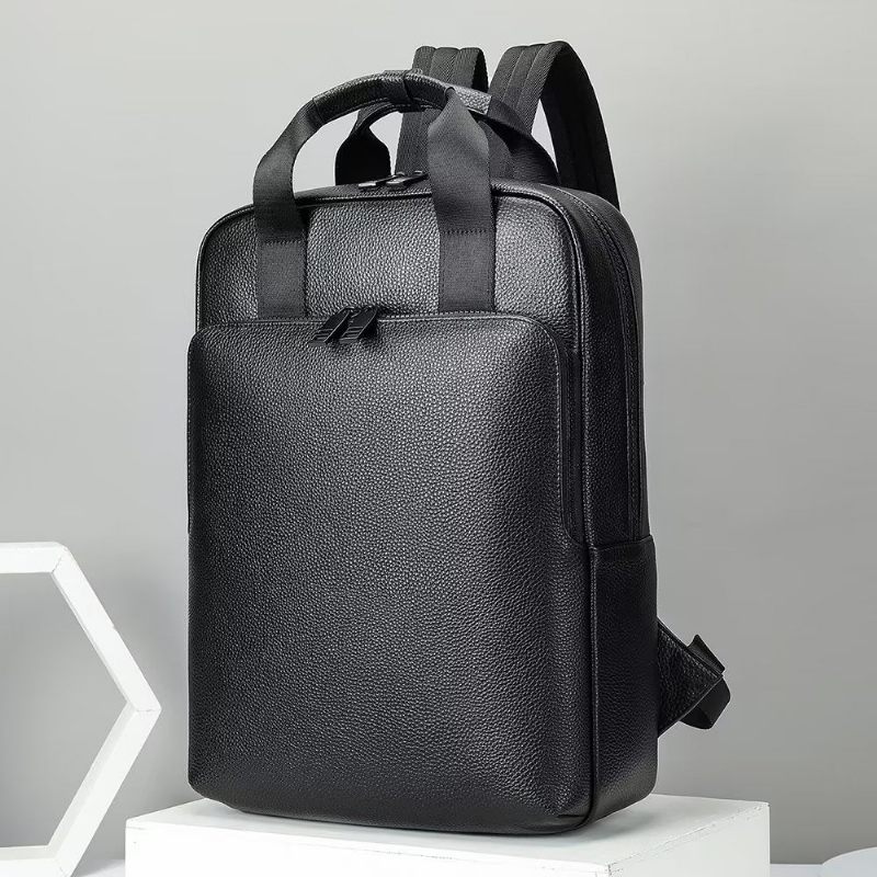 Herren-rucksäcke Rindsleder Business-reise-laptop-rucksack - Schwarz