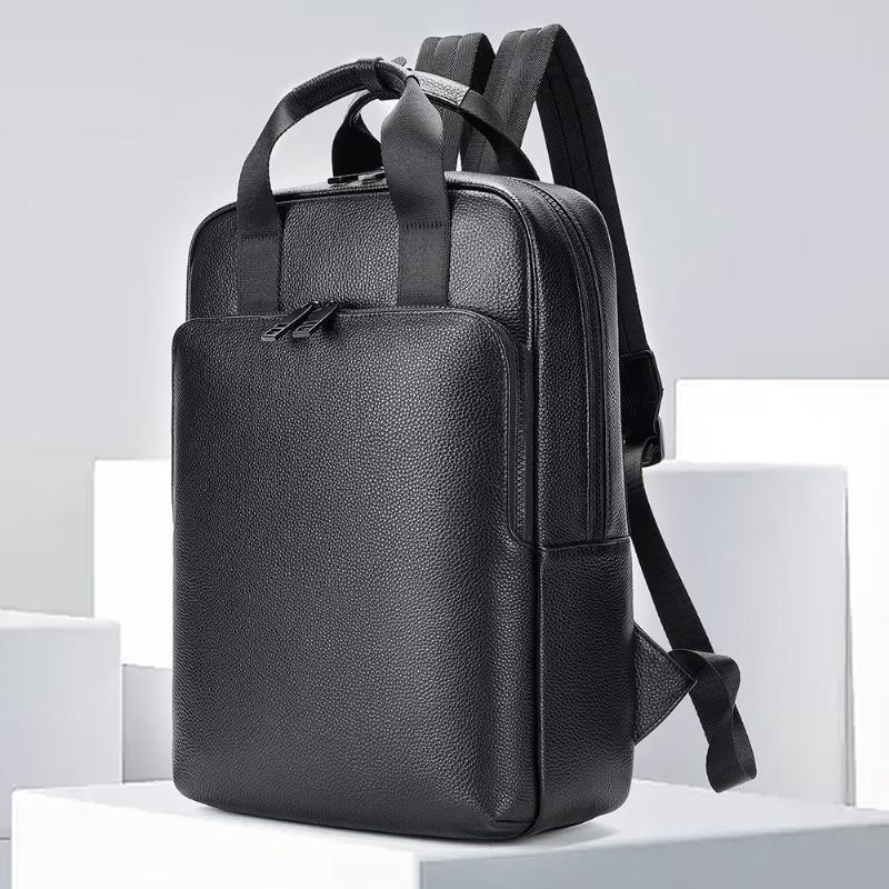 Herren-rucksäcke Rindsleder Business-reise-laptop-rucksack - Schwarz