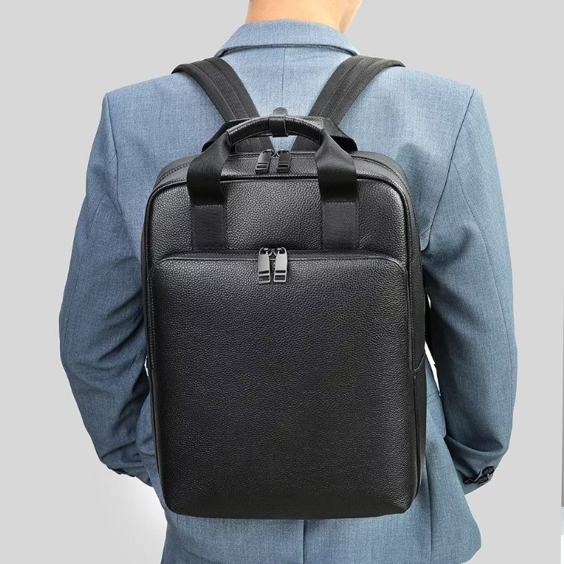 Herren-rucksäcke Rindsleder Business-reise-laptop-rucksack - Schwarz