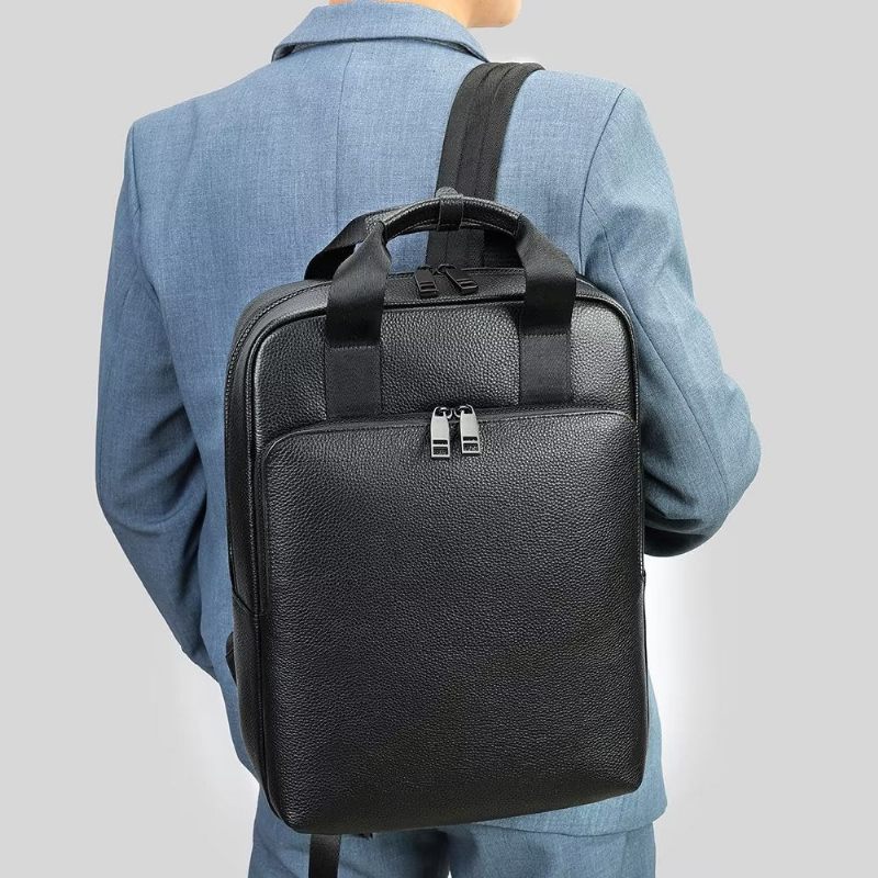 Herren-rucksäcke Rindsleder Business-reise-laptop-rucksack - Schwarz