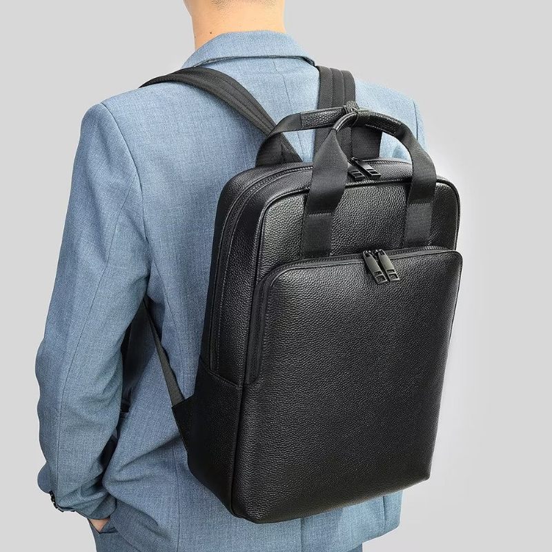 Herren-rucksäcke Rindsleder Business-reise-laptop-rucksack - Schwarz