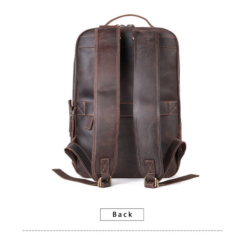 Herren-rucksäcke Vintage-luxus-leder-laptop-reise-tagesrucksack - Kaffee