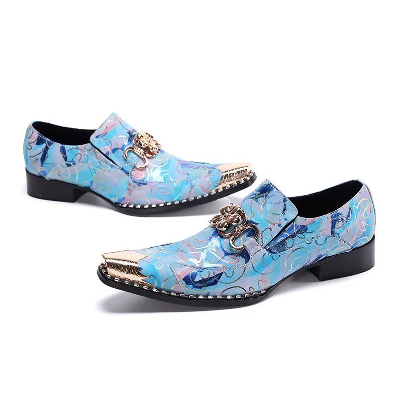 Herren-schuhe Für Formelle Anlässe Geprägtes Leder Elegante Slip-on-schuhe - Blau