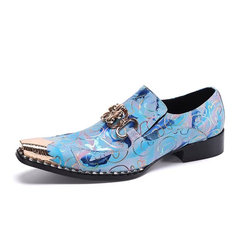 Herren-schuhe Für Formelle Anlässe Geprägtes Leder Elegante Slip-on-schuhe - Blau