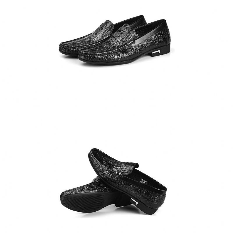 Herren-slipper Allilux Exotisches Leder Zum Hineinschlüpfen Lässige Slipper - Schwarz