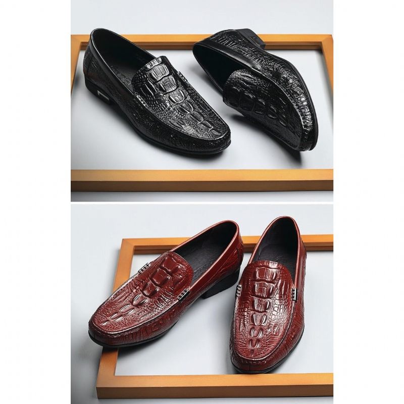 Herren-slipper Allilux Exotisches Leder Zum Hineinschlüpfen Lässige Slipper - Schwarz