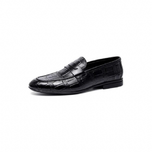 Herren-slipper Aus Echtem Leder Mit Geprägter Slip-on-eleganz