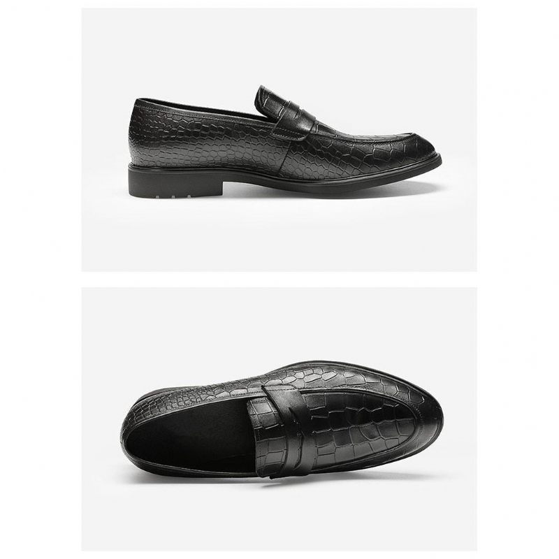 Herren-slipper Brogue-slipper Aus Exotischem Leder - Schwarz