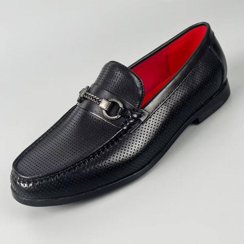 Herren-slipper Elegante Slip-on-slipper Aus Echtem Leder - Schwarz