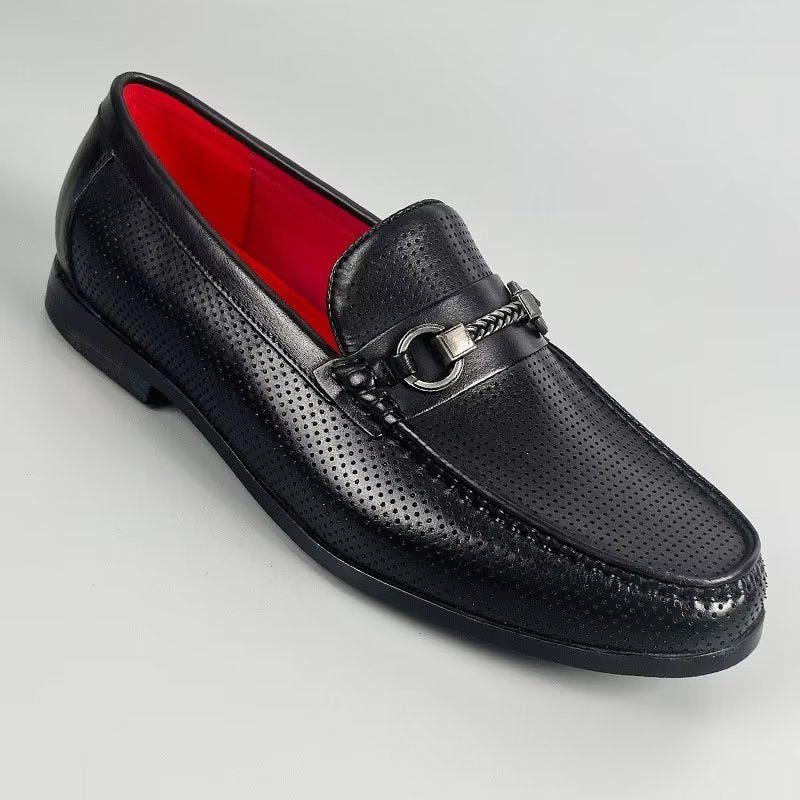 Herren-slipper Elegante Slip-on-slipper Aus Echtem Leder - Schwarz