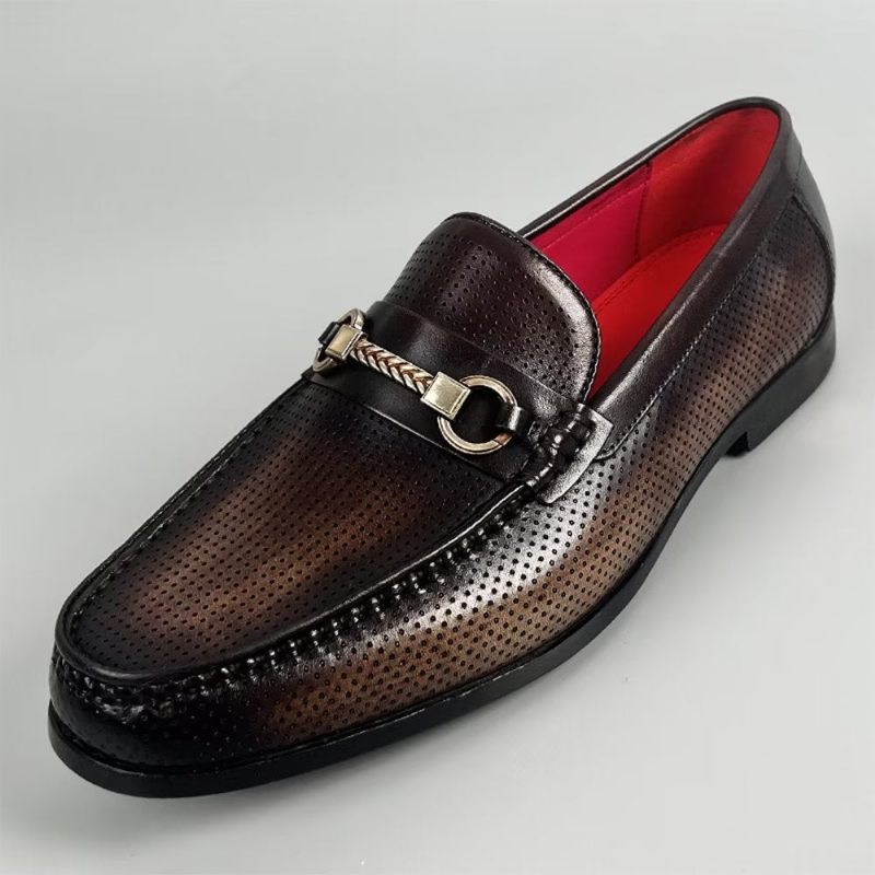 Herren-slipper Elegante Slip-on-slipper Aus Echtem Leder - Kaffee