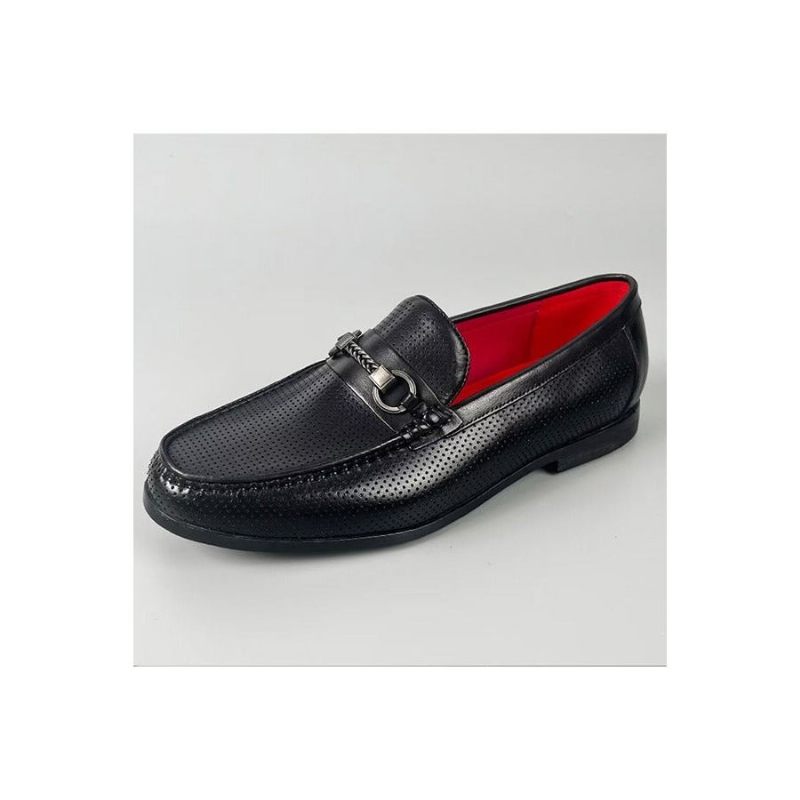 Herren-slipper Elegante Slip-on-slipper Aus Echtem Leder - Schwarz