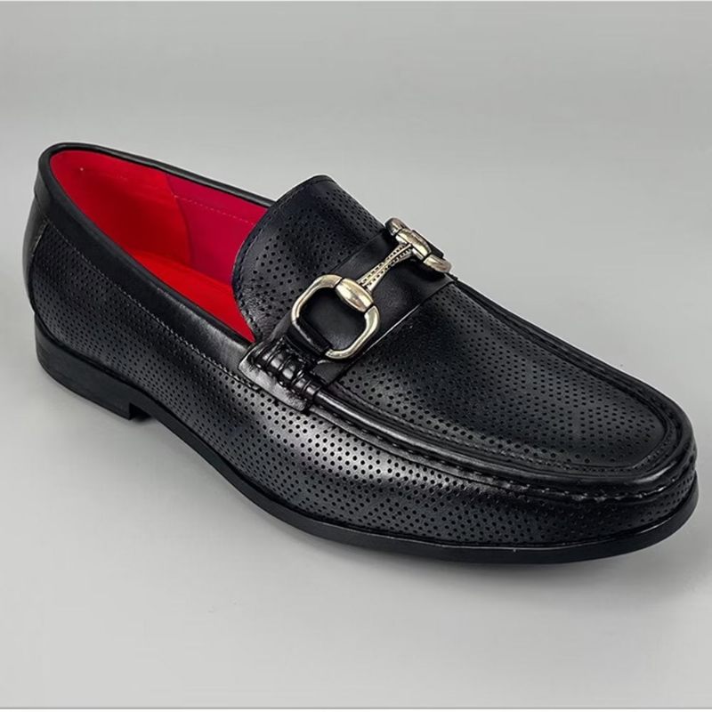 Herren-slipper Elegante Slip-on-slipper Aus Echtem Leder - Schwarz