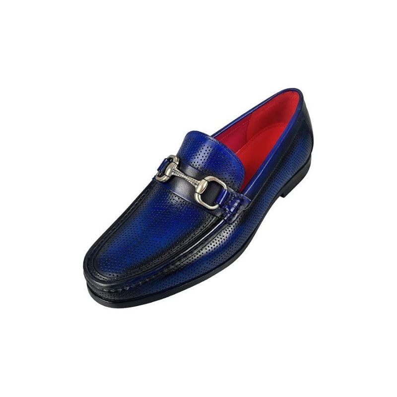 Herren-slipper Elegante Slip-on-slipper Aus Echtem Leder - Blau