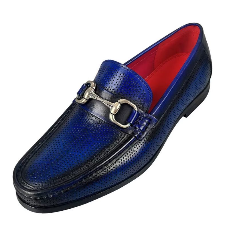 Herren-slipper Elegante Slip-on-slipper Aus Echtem Leder - Blau