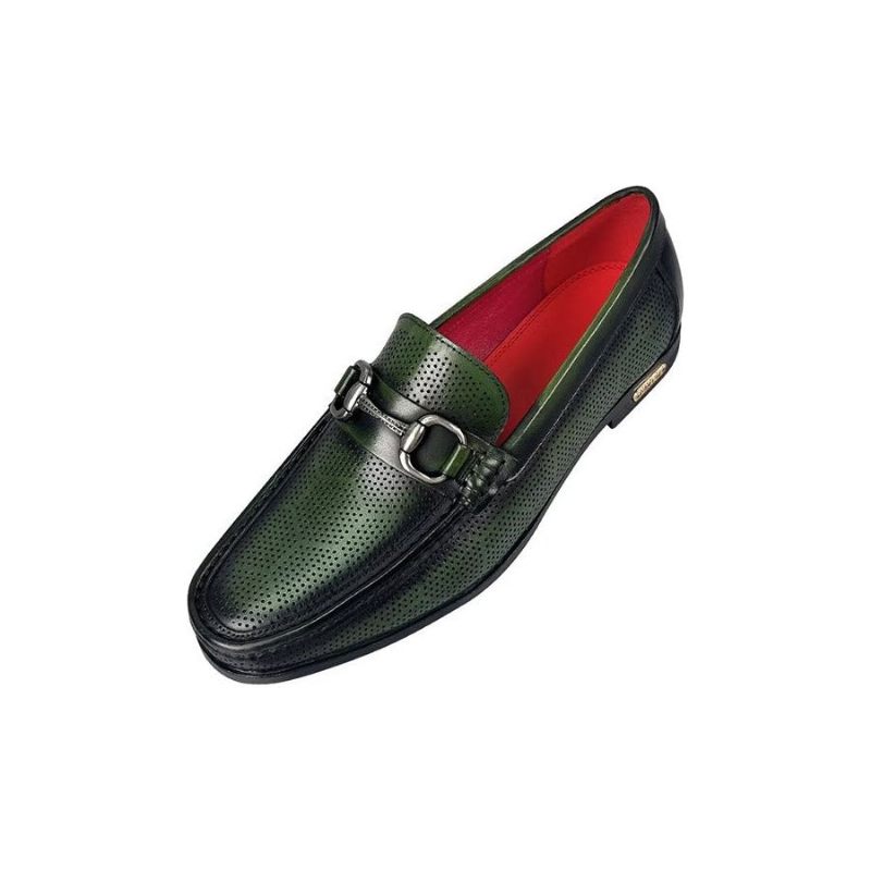 Herren-slipper Elegante Slip-on-slipper Aus Echtem Leder - Grün