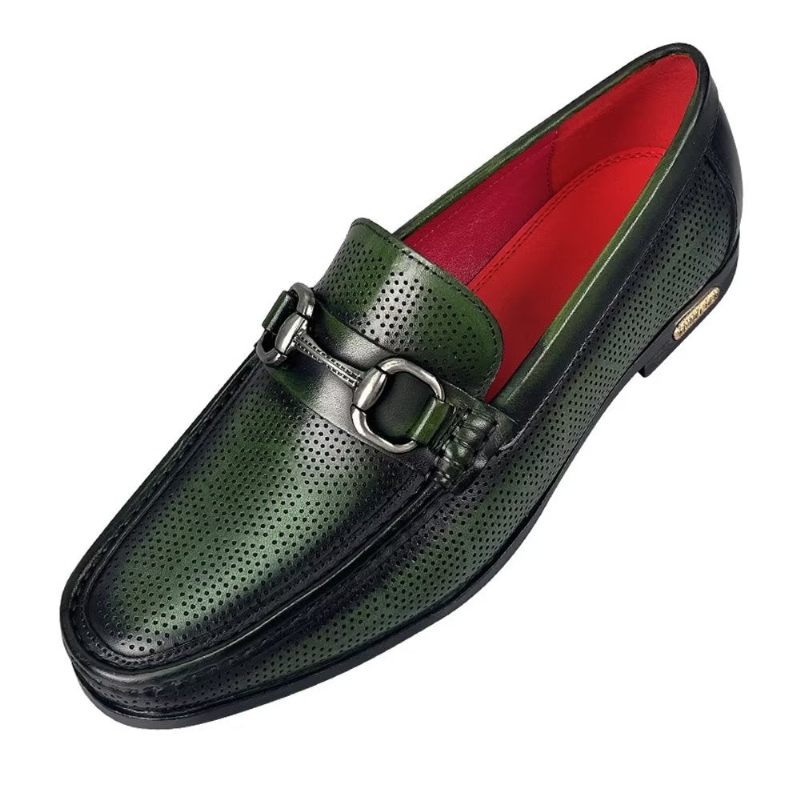 Herren-slipper Elegante Slip-on-slipper Aus Echtem Leder - Grün