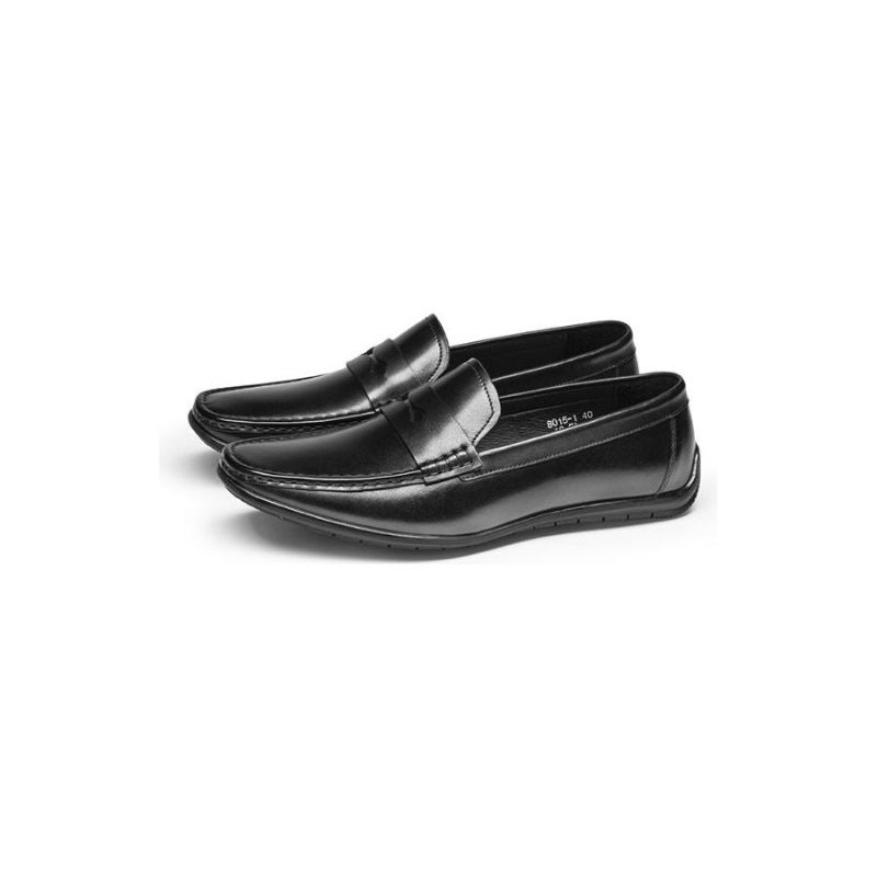 Herren-slipper Exotische Slip-on-loafer Aus Leder Mit Quadratischer Zehenpartie - Schwarz