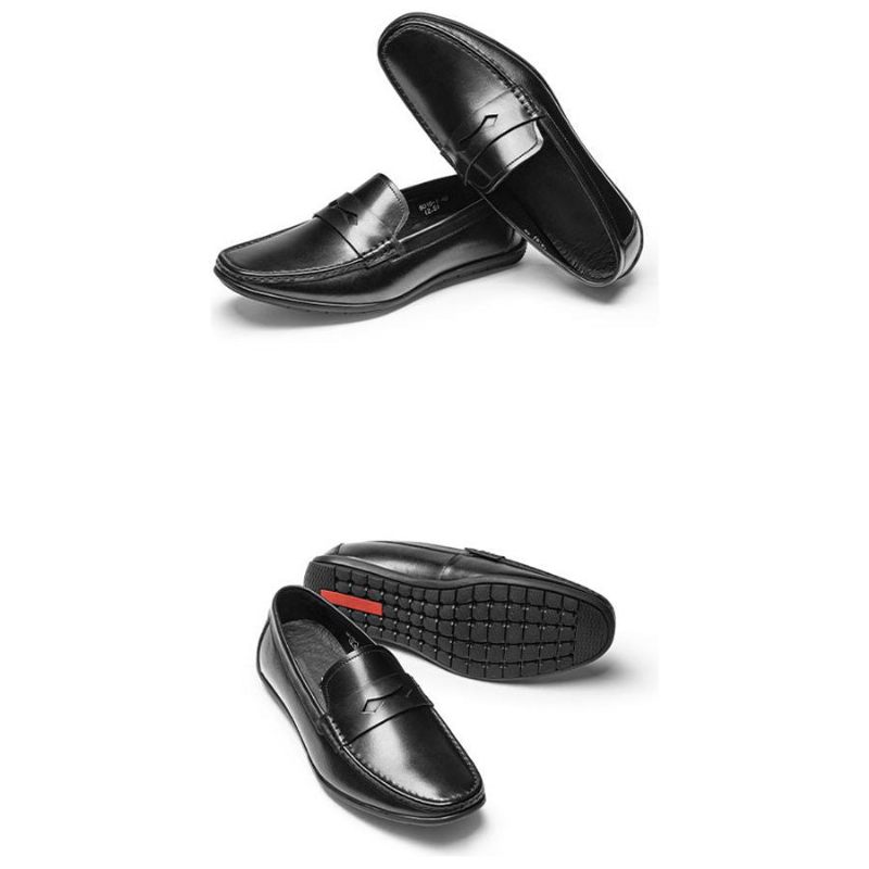 Herren-slipper Exotische Slip-on-loafer Aus Leder Mit Quadratischer Zehenpartie - Schwarz