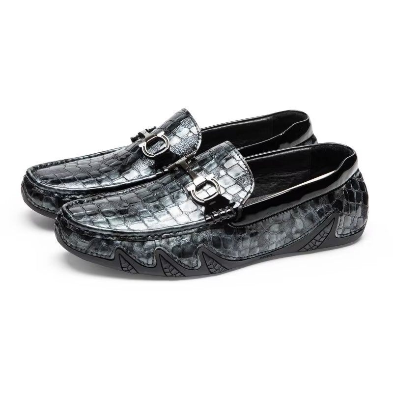 Herren-slipper Exotische Slip-on-loafer Mit Metallkappe - Schwarz