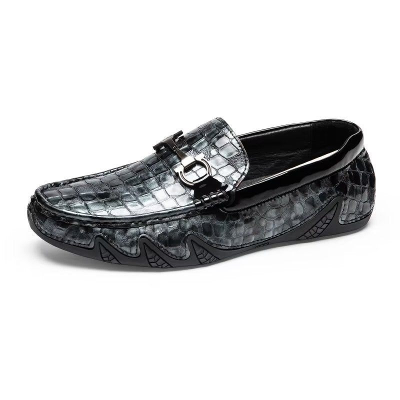 Herren-slipper Exotische Slip-on-loafer Mit Metallkappe - Schwarz