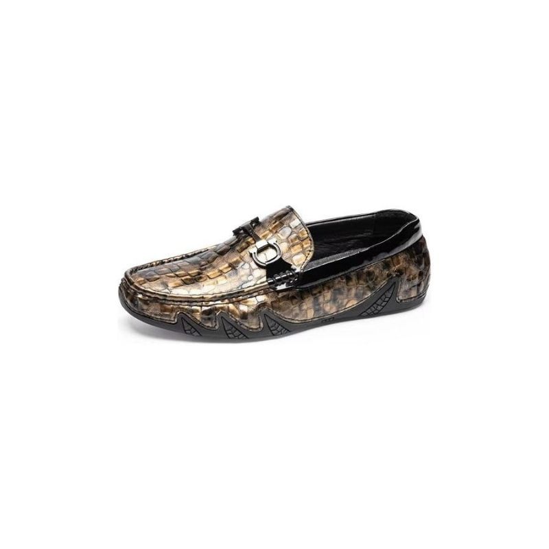 Herren-slipper Exotische Slip-on-loafer Mit Metallkappe - Gold