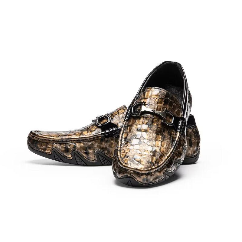 Herren-slipper Exotische Slip-on-loafer Mit Metallkappe - Gold