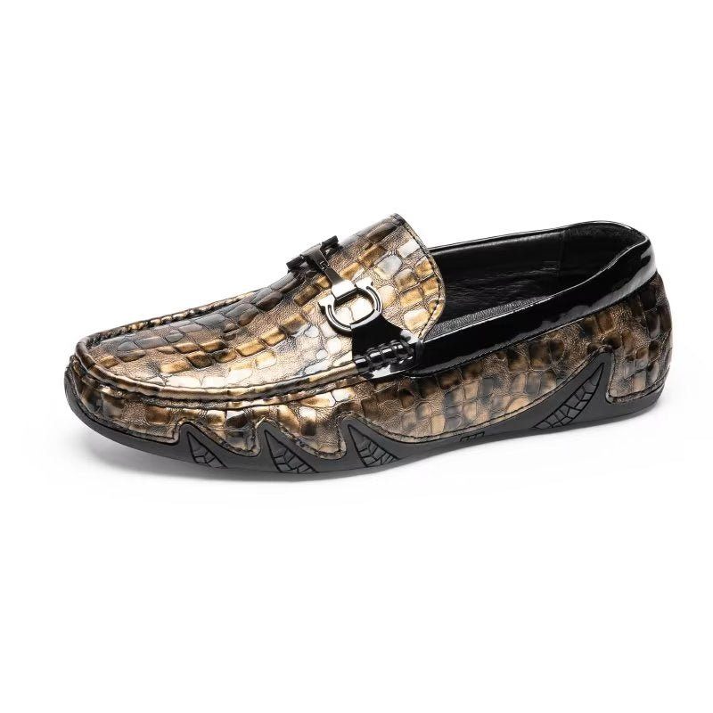 Herren-slipper Exotische Slip-on-loafer Mit Metallkappe - Gold