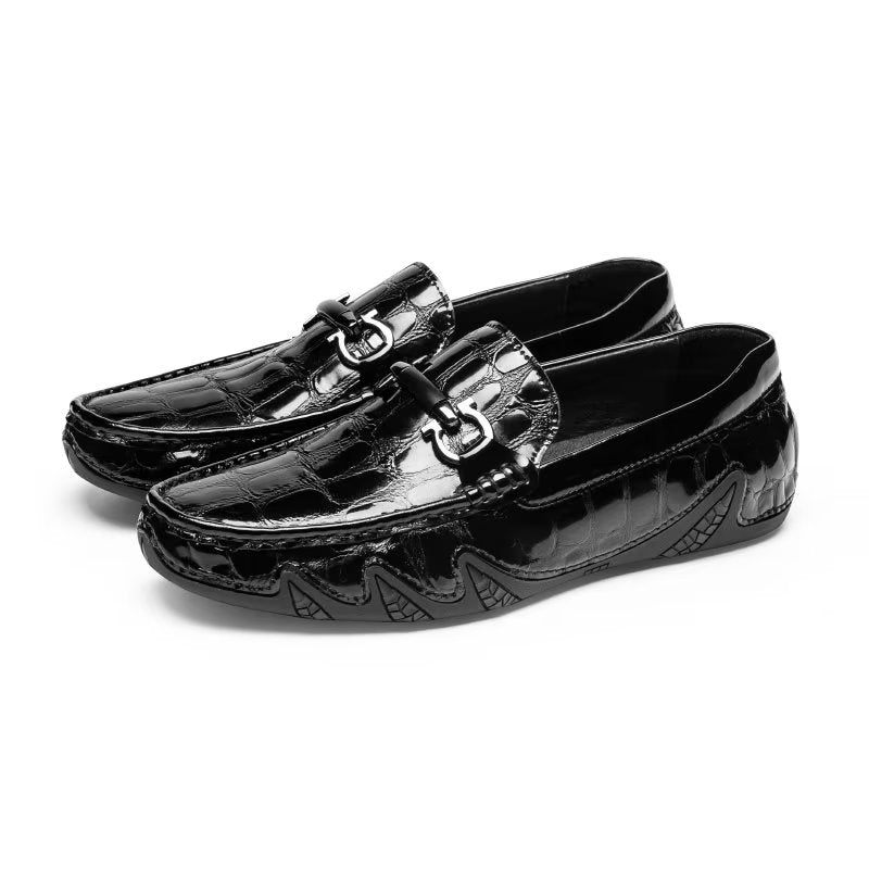 Herren-slipper Exotische Slip-on-loafer Mit Metallkappe - Schwarz