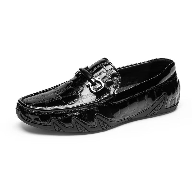 Herren-slipper Exotische Slip-on-loafer Mit Metallkappe - Schwarz