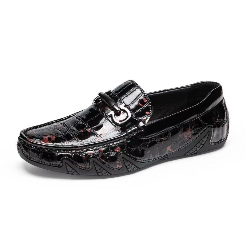 Herren-slipper Exotische Slip-on-loafer Mit Metallkappe - Rot