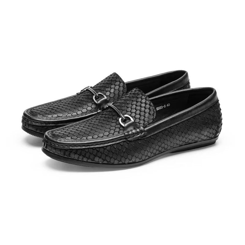 Herren-slipper Exotische Slip-on-loafer Mit Metallkappe - Schwarz