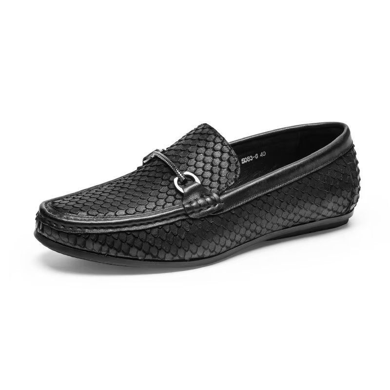 Herren-slipper Exotische Slip-on-loafer Mit Metallkappe - Schwarz