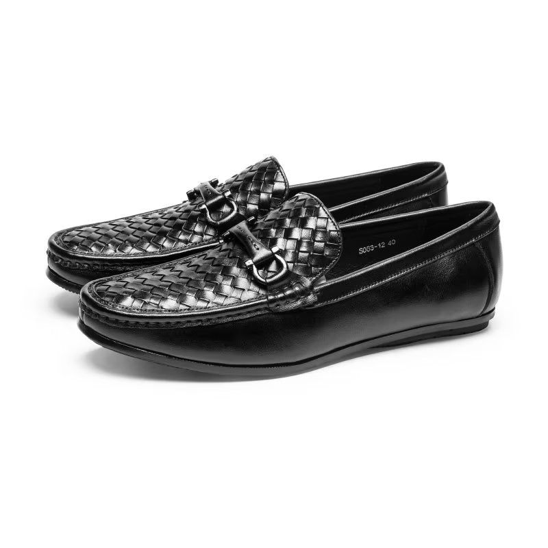 Herren-slipper Exotische Slip-on-loafer Mit Metallkappe - Schwarz