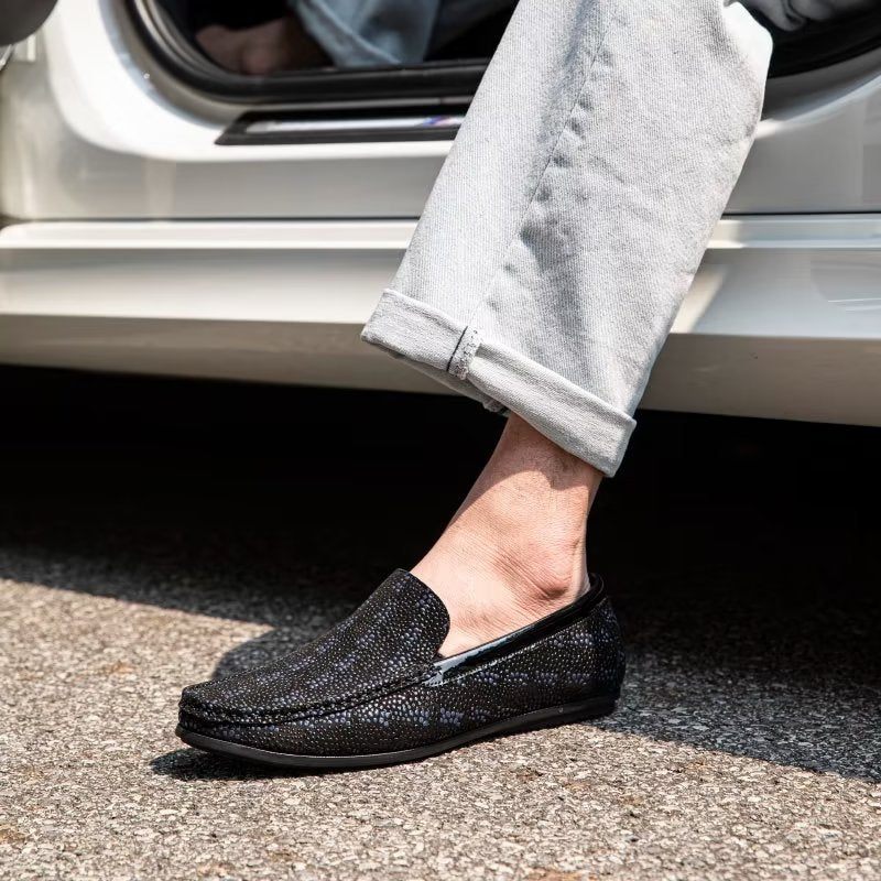 Herren-slipper Exotische Slip-on-loafer Mit Metallkappe - Schwarz