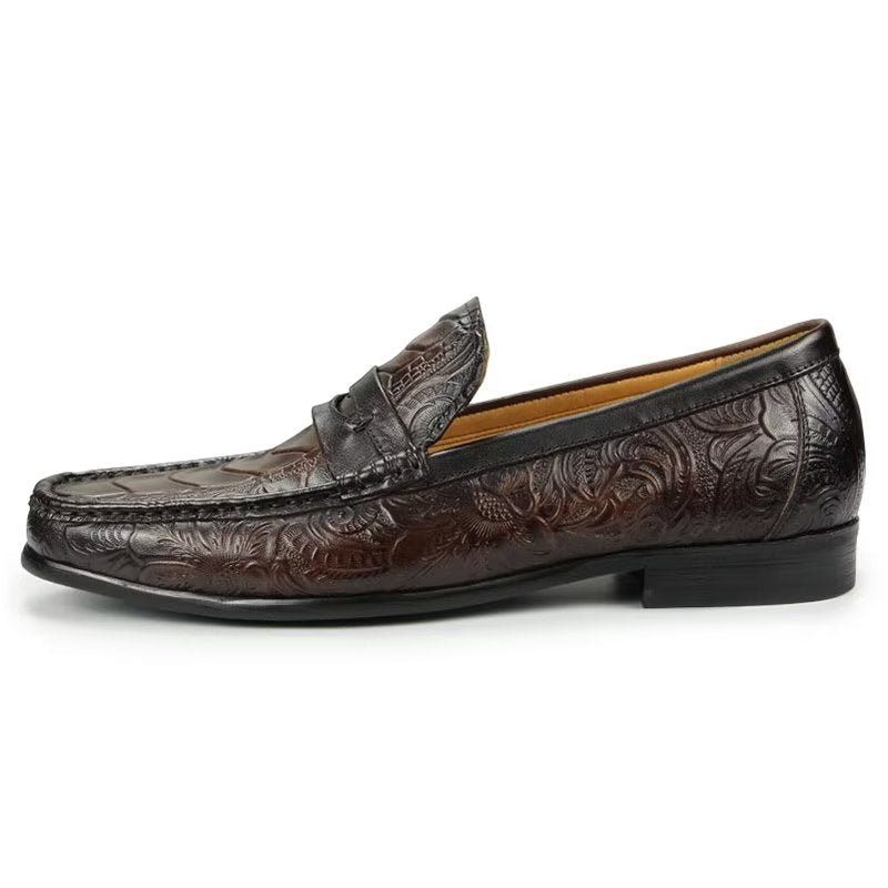 Herren-slipper Exotische Slip-on-loafer Mit Metallkappe - Kaffee