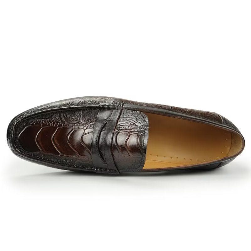 Herren-slipper Exotische Slip-on-loafer Mit Metallkappe - Kaffee