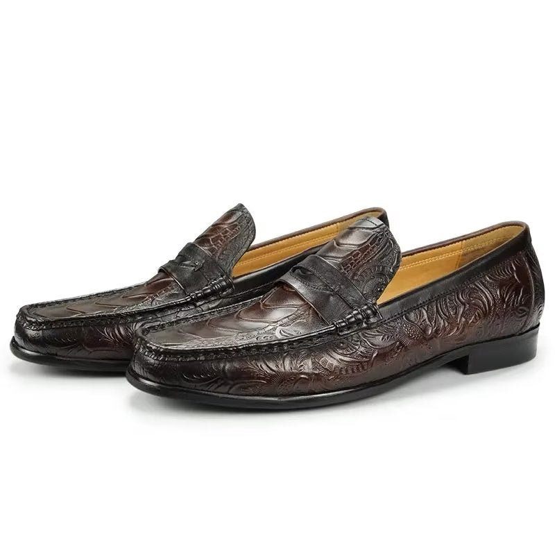 Herren-slipper Exotische Slip-on-loafer Mit Metallkappe - Kaffee