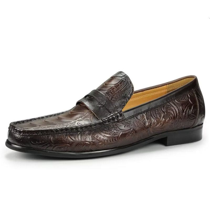 Herren-slipper Exotische Slip-on-loafer Mit Metallkappe - Kaffee