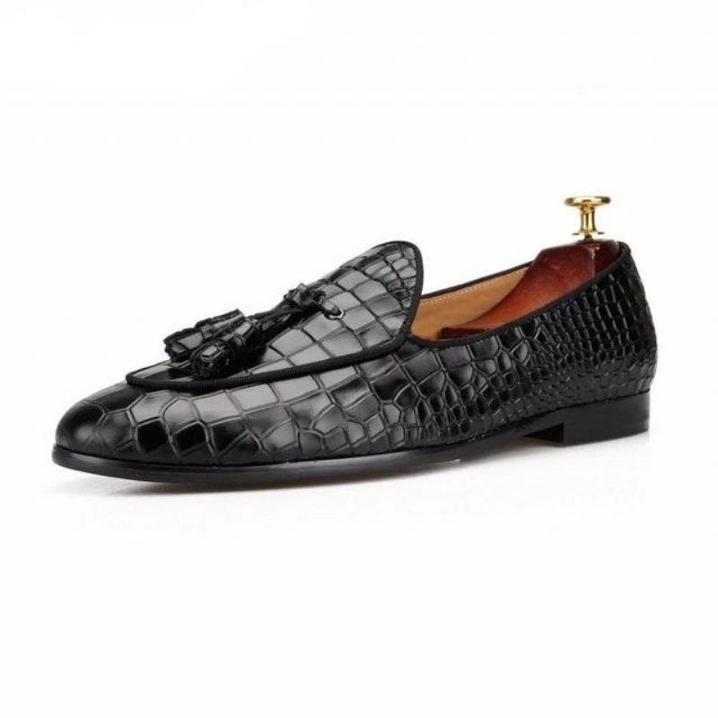 Herren-slipper Luxuriöse Croctex-slipper Mit Einfarbigem Muster - Schwarz