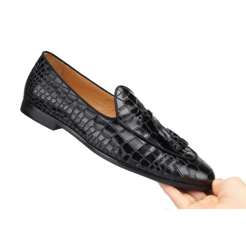 Herren-slipper Luxuriöse Croctex-slipper Mit Einfarbigem Muster - Schwarz