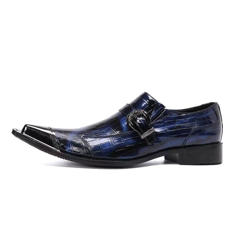 Herren-slipper Luxuriöse Slip-on-loafer Aus Krokodilleder - Blau