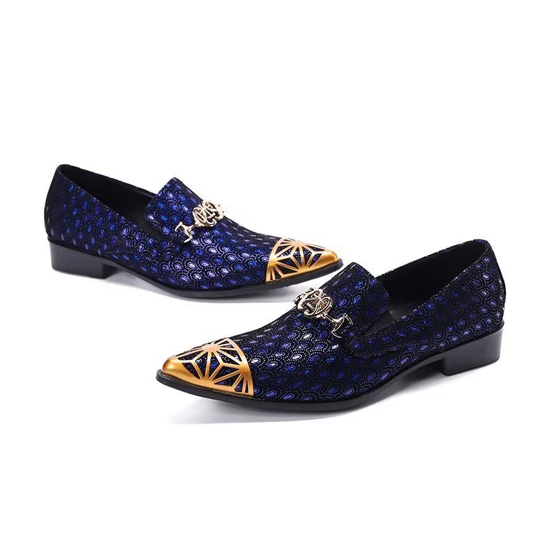 Herren-slipper Luxuriöse Slip-on-slipper Aus Echtem Leder Mit Exotischer Prägung - Blau