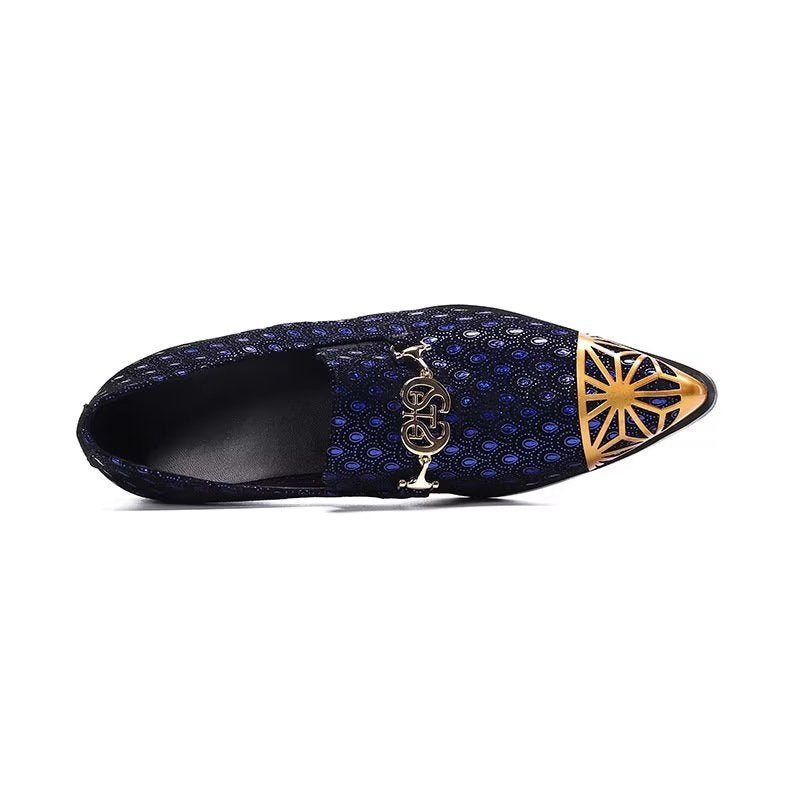 Herren-slipper Luxuriöse Slip-on-slipper Aus Echtem Leder Mit Exotischer Prägung - Blau