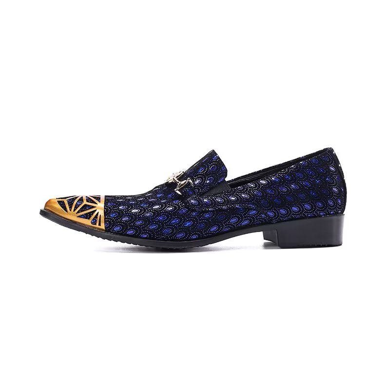 Herren-slipper Luxuriöse Slip-on-slipper Aus Echtem Leder Mit Exotischer Prägung - Blau