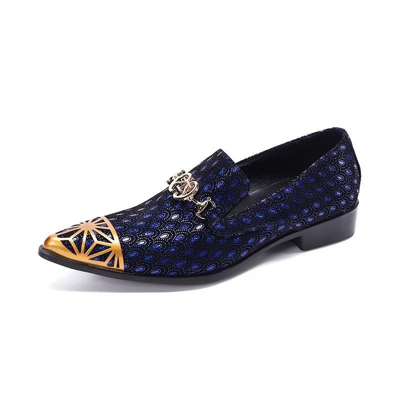 Herren-slipper Luxuriöse Slip-on-slipper Aus Echtem Leder Mit Exotischer Prägung - Blau