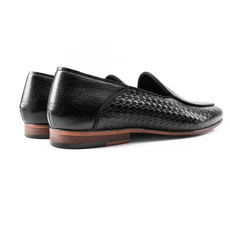 Herren-slipper Luxuriöse Slip-on-slipper Aus Rindsleder Mit Exotischer Textur - Schwarz