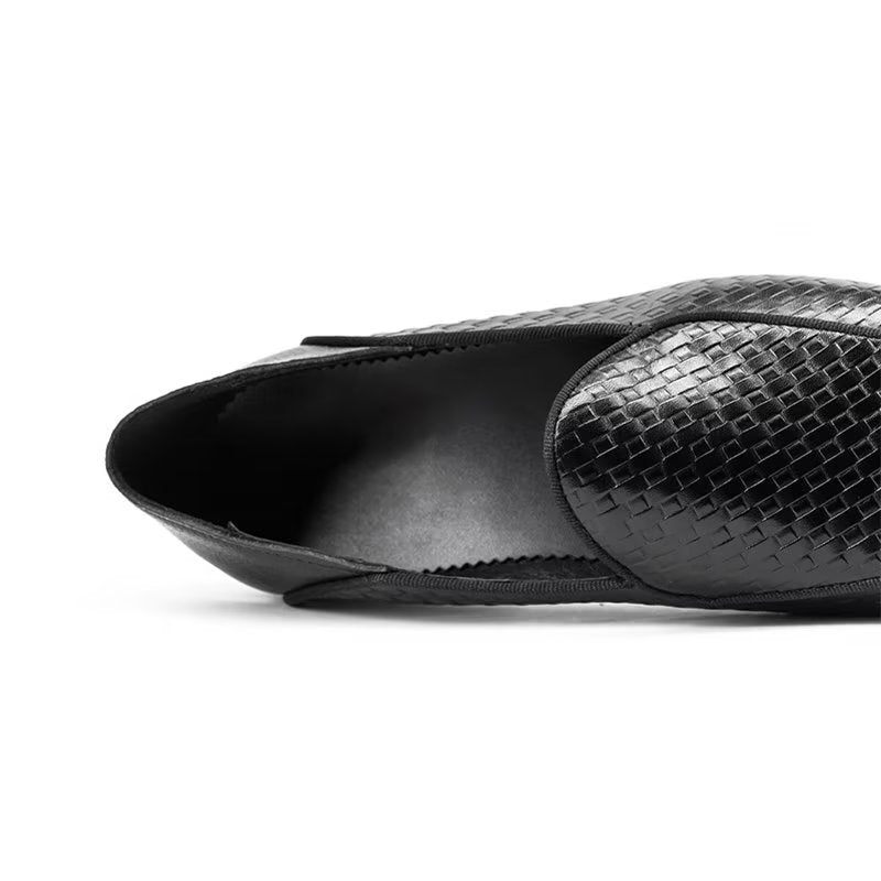 Herren-slipper Luxuriöse Slip-on-slipper Aus Rindsleder Mit Exotischer Textur - Schwarz